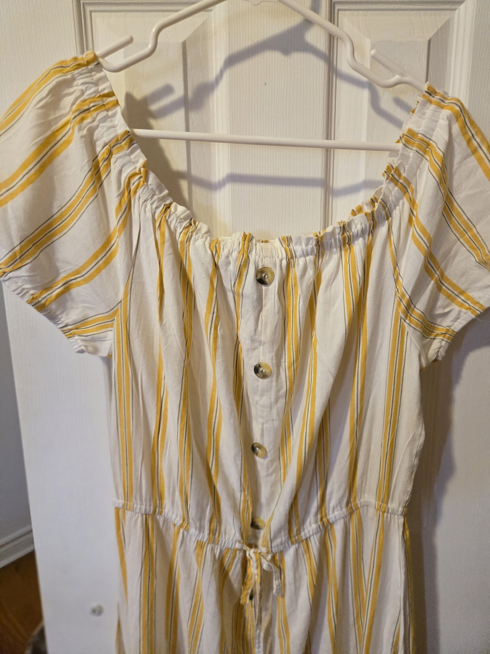 Streetwear Society White and Yellow Striped High-Low Button Dress-xl - Picture 3 of 11